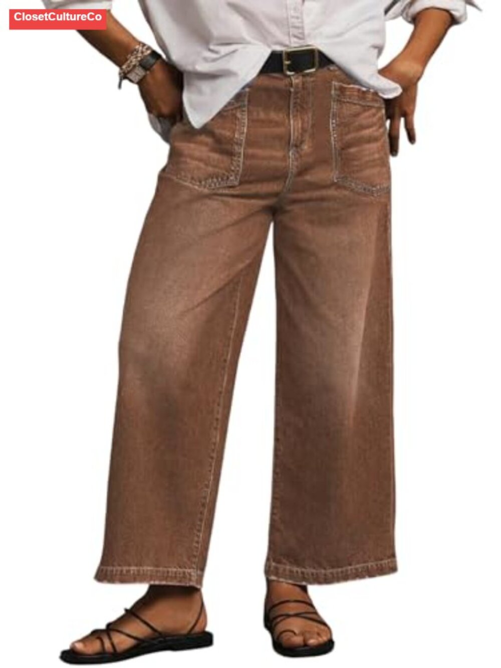 Plus Size High Waisted Wide Leg Jeans Trendy Baggy Loose Stretchy Denim Pants